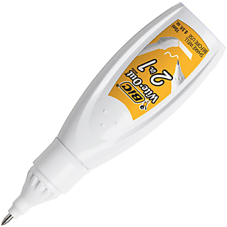 BIC Wite Out Wite Out 2 in1 Correction Fluid Tip Brush Applicator 0.51 fl  oz White Quick Drying 1 Each - Office Depot