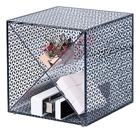 Realspace Zora Acrylic Desktop Organizer Cube 6 H x 6 W x 6 D ClearBlue ...