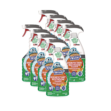 Scrubbing Bubbles® Disinfectant Restroom Cleaner, Citrus Scent, 32 oz Spray Bottle, 8/Carton