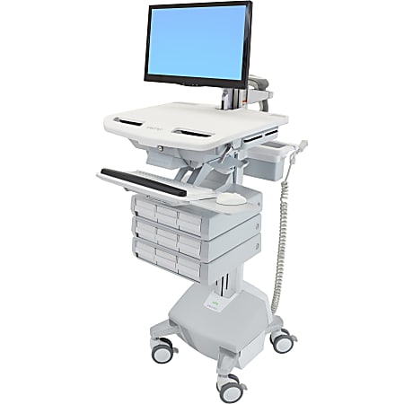 Ergotron StyleView Cart with LCD Arm, LiFe Powered, 9 Drawers (3x3) - 9 Drawer - 33 lb Capacity - 4 Casters - SV4412921