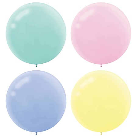 Amscan Latex Balloons, 24", Assorted Pastel Colors, 4 Balloons Per Pack, Set Of 3 Packs