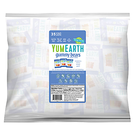 YumEarth Gummy Bears, 24.5 Oz, Box Of 35 Packs