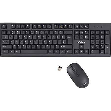 Verbatim Wireless Keyboard and Mouse - USB Type A Wireless Bluetooth 2.40 GHz Keyboard - USB Type A Wireless Mouse - 70724