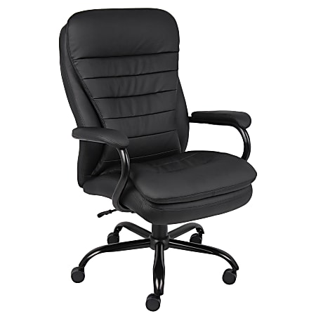 Boss Office Products Heavy Duty Big And Tall Double Plush Executive Chair, CaressoftPlus™ Vinyl, Black