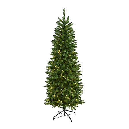 Nearly Natural Slim Green Mountain Pine Artificial Christmas Tree, 6'