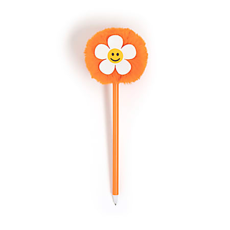 U Brands® Flower Pom Pom Ballpoint Pen, Medium Point, 0.7 mm, Orange Barrel, Black Ink