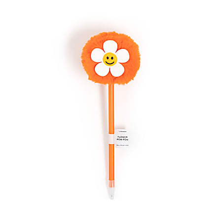 U Brands Flower Pom Pom Ballpoint Pen Medium Point 0.7 mm Orange Barrel ...
