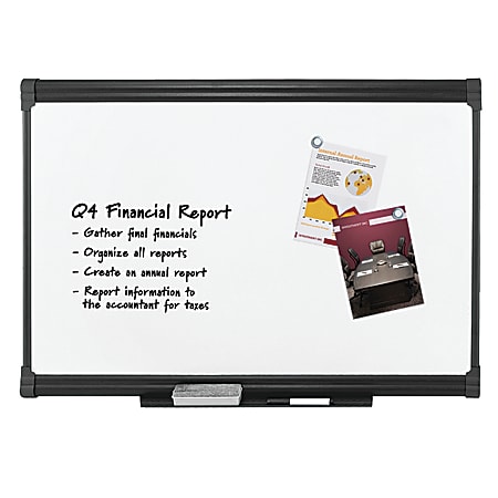 FORAY™ Porcelain Magnetic Dry-Erase Whiteboard, 48" x 72", Graphite Finish Frame
