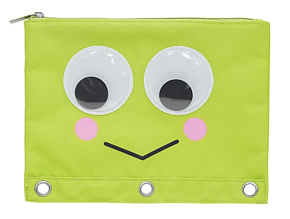 Office Depot® Brand 3-Ring Pencil Pouch, 7-1/2" x 10", Green Frog