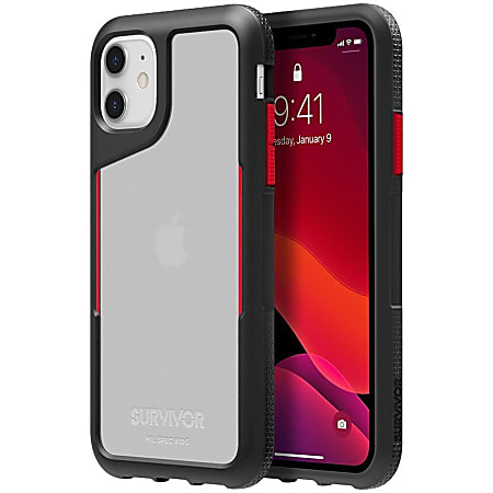 Griffin Survivor Endurance - Back cover for cell phone - FortiCore - black, red - for Apple iPhone 11