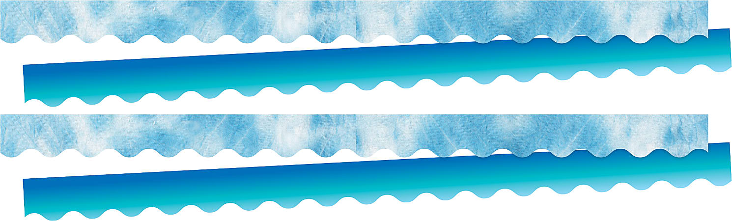 Barker Creek Double-Sided Scalloped-Edge Border Strips, Blue Tie-Dye/Ombré, 2-1/4" x 36", Set Of 26 Strips