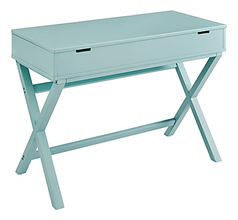Linon Lacey 42"W Lift-Top Computer Desk, Turquoise