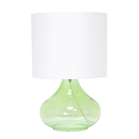 Simple Designs Glass Raindrop Table Lamp, 13-3/4"H, White/Green