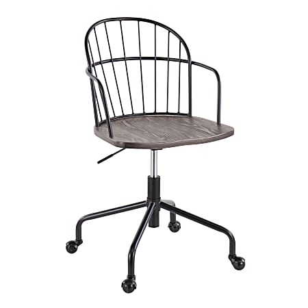 LumiSource Riley High-Back Office Chair, Dark Walnut/Black