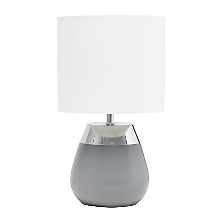 Simple Designs 2-Toned Touch Table Lamp, 14"H, White Shade/Chrome and Gray Base