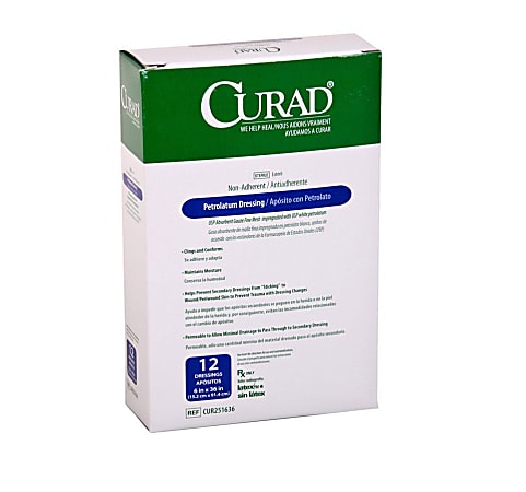 CURAD® Sterile Petrolatum Gauze, 6" x 36", White, Pack Of 72