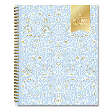 2027 Blue Sky Day Designer Alicia Blue Weekly/Monthly Planning Calendar, 8.5x11, Clear Pocket Cover, Safety Wirebound, Jan-Dec 2027, Qty 1