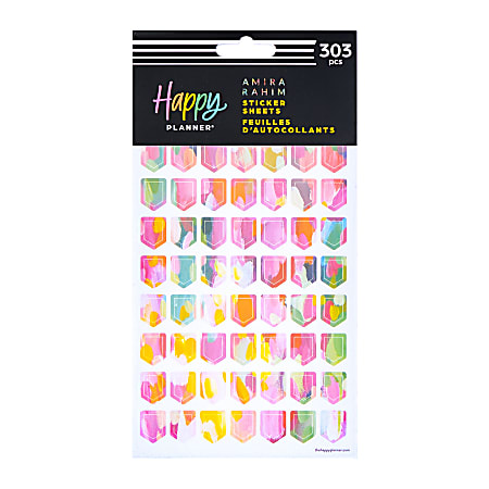 Happy Planner Bright & Brushy Sticker Sheets, Pack Of 10 Sheets