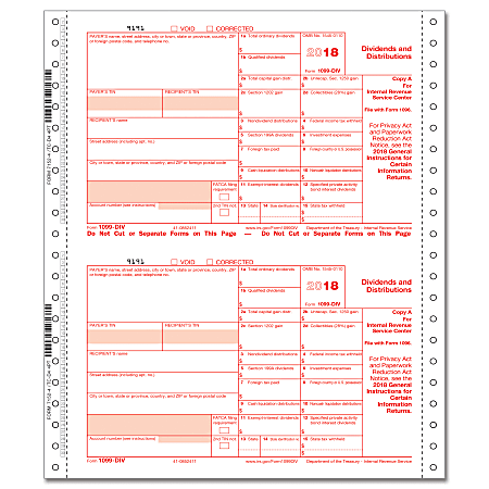 ComplyRight™ 1099-DIV Continuous Tax Forms, Copies A, State, B And C, 4-Part, 9" x 11", Pack Of 100 Forms