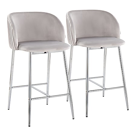 LumiSource Fran Pleated Fixed-Height Counter Stools,
