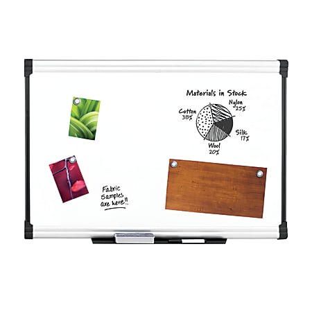 FORAY™ Porcelain Magnetic Dry-Erase Whiteboard, 48" x 72", Aluminum Frame With Silver Finish