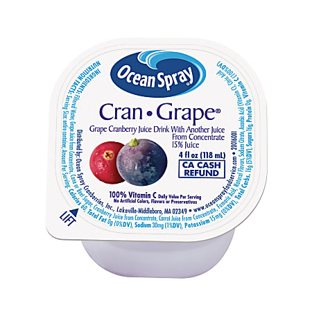 Ocean Spray Cranberry Grape Juice, 4 Oz, Pack Of 48 Cups