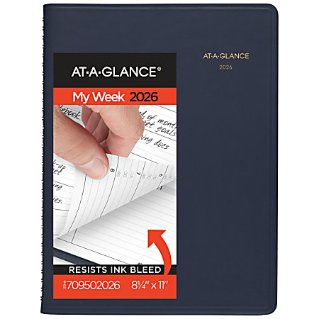 AT-A-GLANCE® 2026 Weekly Appointment Book Planner, Navy, Large, 8 1/4" x 11"