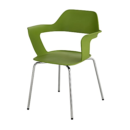 Safco® Bandi™ Shell Stacking Chairs, Green/Silver, Set Of 2
