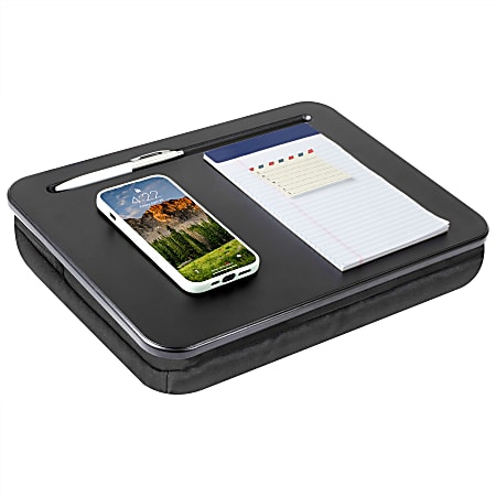 LapGear Compact Lap Desk With Cushioned Zipper Storage Pouch, 14-1/2" x 10-1/2", Black