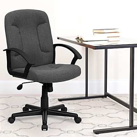 Flash Furniture Fabric Mid-Back Swivel Chair, Gray/Black