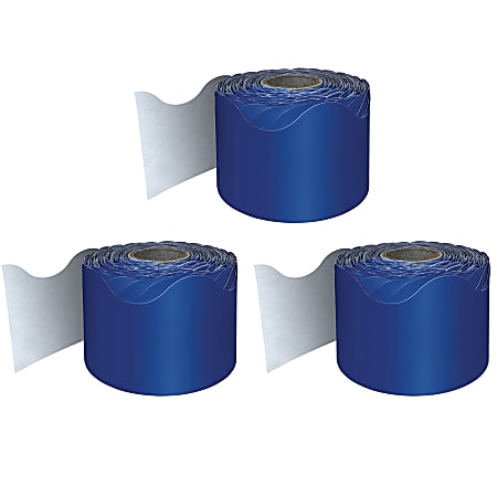 Carson Dellosa Education Rolled Scalloped Borders, Navy, 65' Per Roll, Pack Of 3 Rolls