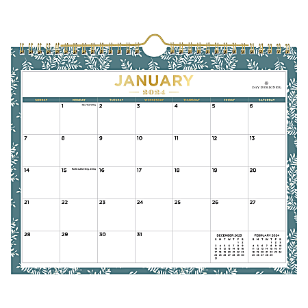 2024 Day Designer Monthly Wall Calendar 8 34 x 11 Graceful Ocean January To December - Office Depot