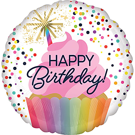 Amscan Birthday Foil Balloon, Circle, 18", Confetti Sprinkle