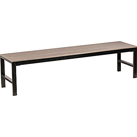 Lorell® Faux Wood Outdoor Bench, Charcoal/Black
