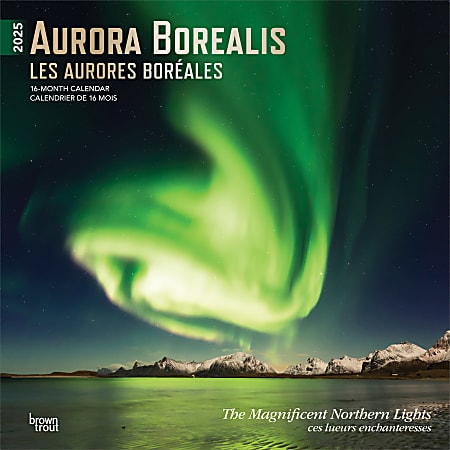 2025 BrownTrout Aurora Borealis Les aurores boréales Monthly Square Wall Calendar, 12" x 12", Science and Nature, Jan to Dec 2025, 9781975476526