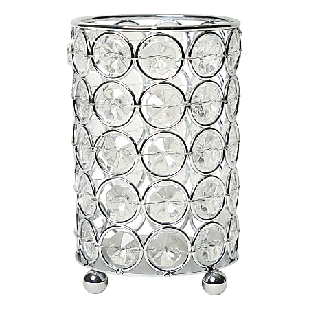 Elegant Designs Ellipse Crystal Decorative Vase, 5"H x 3-1/4"W x 3-1/4"D, Chrome