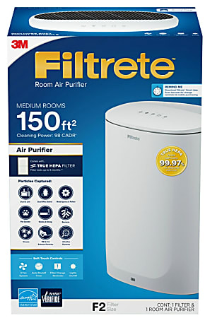 Filtrete Medium Room True HEPA Air Purifier, 150 Sq. Ft. Coverage, 18-5/16"H x 12-1/4"W x 9-5/16"D, White