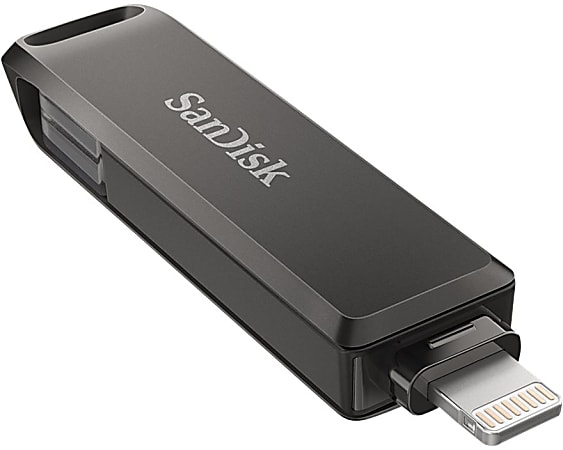 SanDisk iXpand Flash Drive Luxe For iPhone and USB Type C Devices 128GB  Gunmetal - Office Depot