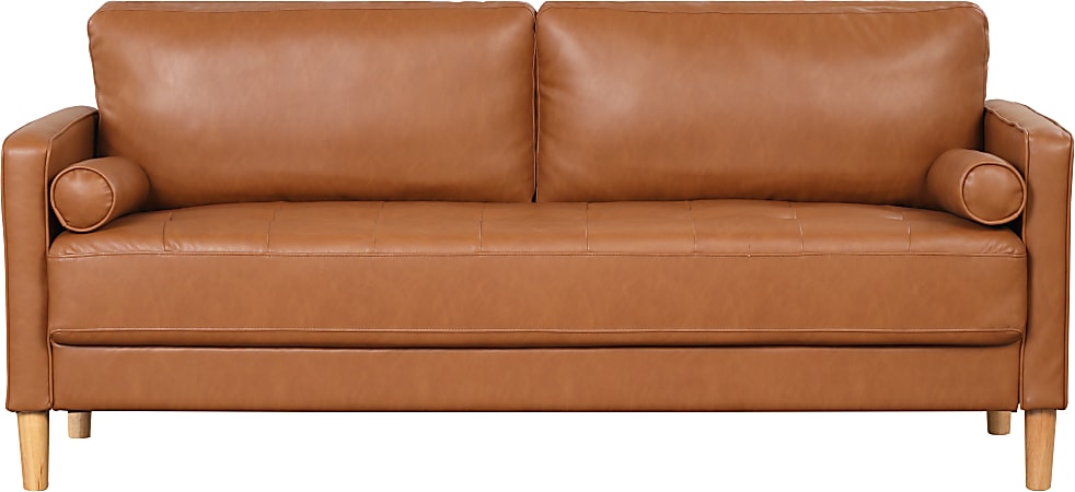 Lifestyle Solutions Lyla Faux Leather Sofa, Caramel