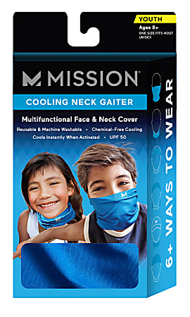 Mission Cooling Neck Gaiter, Youth One Size, Mission Blue