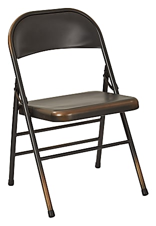 Office Star™ Bristow Steel Folding Chairs, Antique Copper, Set Of 4 Chairs
