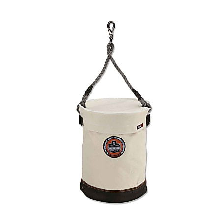 Ergodyne Arsenal 5740T Leather-Bottom Bucket With Swivel Clip And Top, 17" x 12-1/2", White