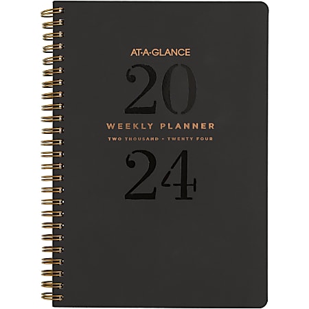 2024 AT-A-GLANCE® Signature Lite Weekly/Monthly Planner, 5-1/2" x 8-1/2", Black, January To December 2024, YP200L05
