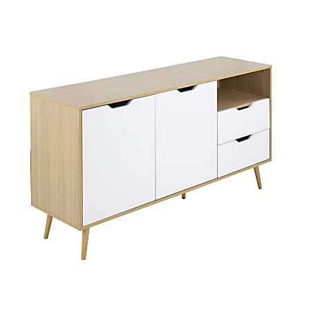 LumiSource Astro Contemporary Sideboard, 29-3/4”H x 55-1/4”W x 15-3/4”D, Natural/White