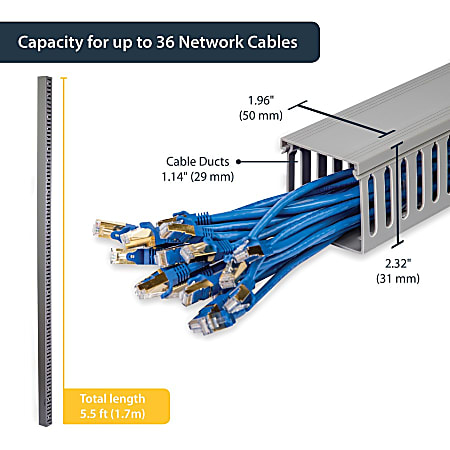 Cable Duct Management Raceway Kit, 62.8 (4 x 15.7) Server Rack Cable  Management, Cable Management for Hide Network HDMI VGA Cable, Open Slot  Cable