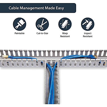 REFLYING Wire Duct Kit, Open Slot Cable Duct Management Raceway, 123in Cable Track Desk Wire Channel, Cord Cover Wiring Raceway Duct, CA