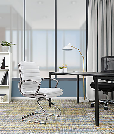 Office Star SPX23595C Faux Leather Mid Back Guest Chair White