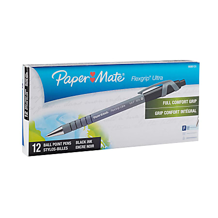 beu ledematen Landelijk Paper Mate FlexGrip Ultra Retractable Pens Fine Point 0.8 mm Black Barrel  Black Ink Pack Of 12 - Office Depot