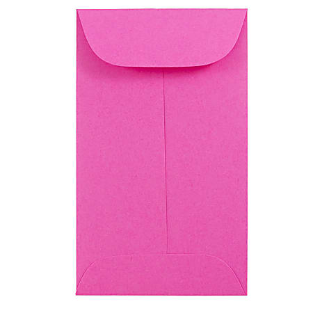 JAM Paper® Coin Envelopes, #3, Gummed Seal, Ultra Fuchsia Pink, Pack Of 50 Envelopes