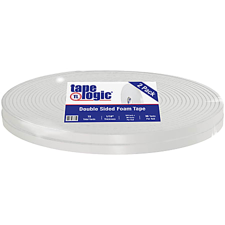 Tape Logic® Double-Sided Foam Tape, 0.75" x 36 Yd., White, Case Of 2